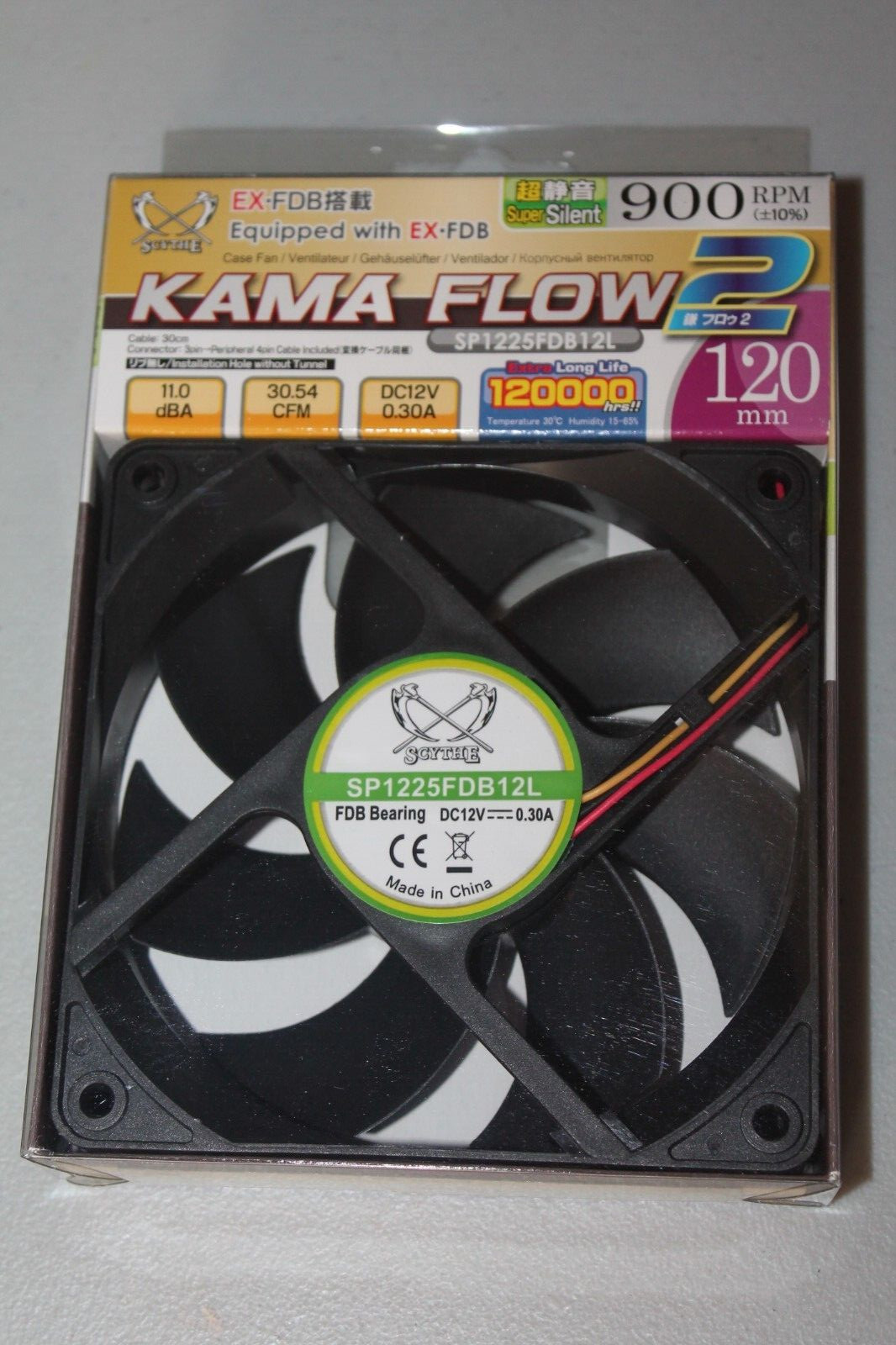 SCYTHE KAMA FLOW 2 120MM X 25MM FAN – 900 RPM W/ EXTRA FLUID DYNAMIC BEARING