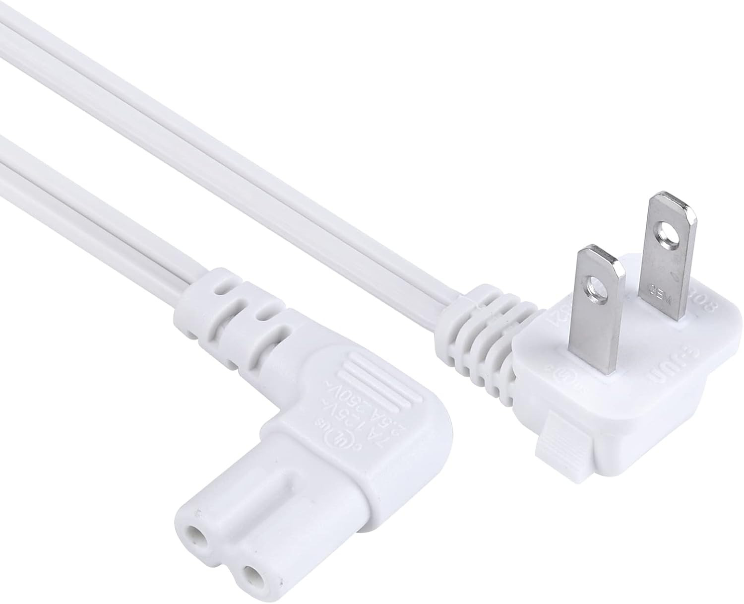 C7 Power Cord 2-Slot Non-Polarized 90 Degree Angle SPT-2 18AWG Power Cord (IEC32