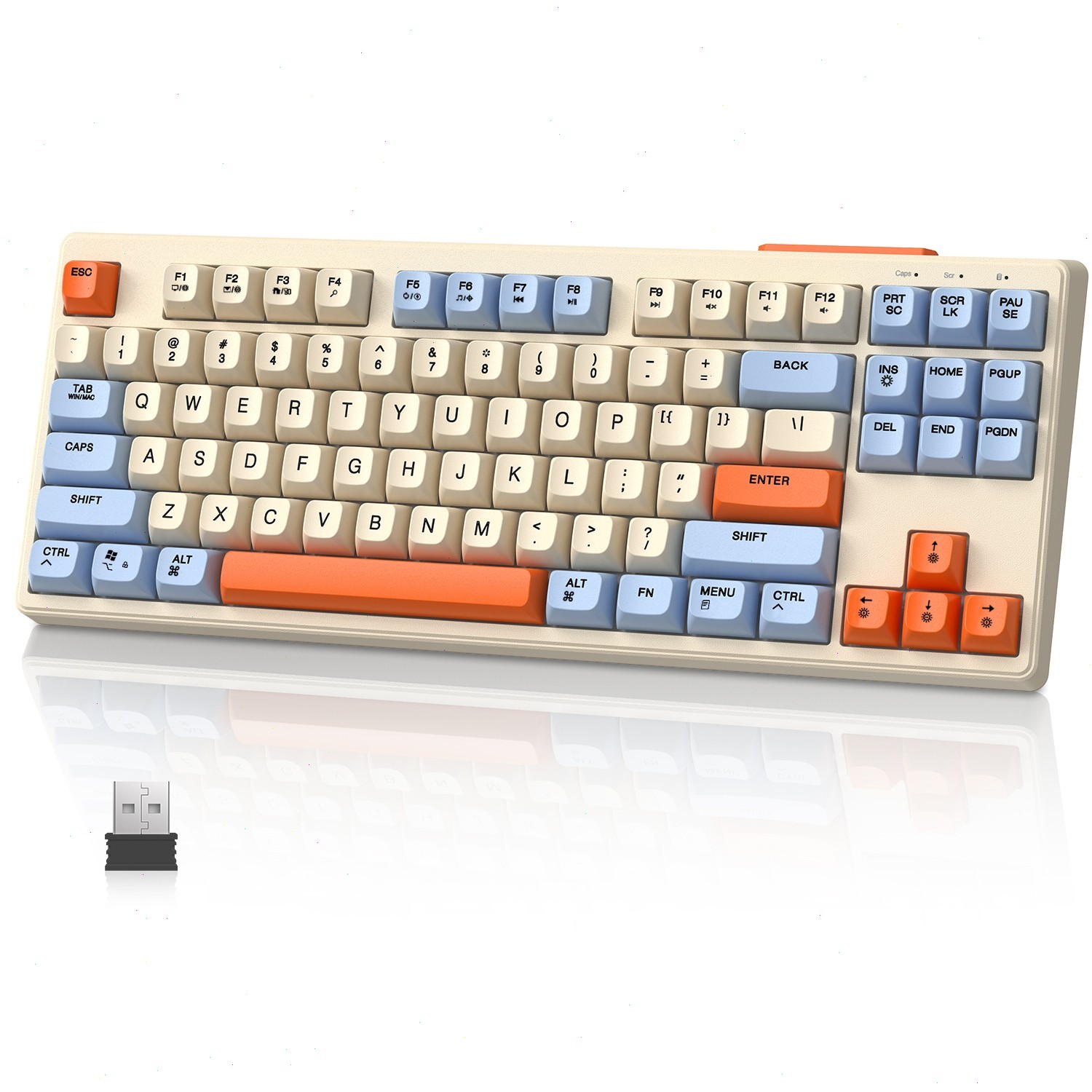 80% TKL Wireless Membrane Gaming Keyboard Dual Mode Silent PBT Keys for PC Mac