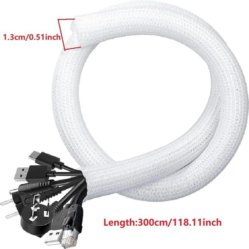 Braided Cable Sleeve PET Nylon Wrapping Wire Protector Casing Desk PC TV Cord