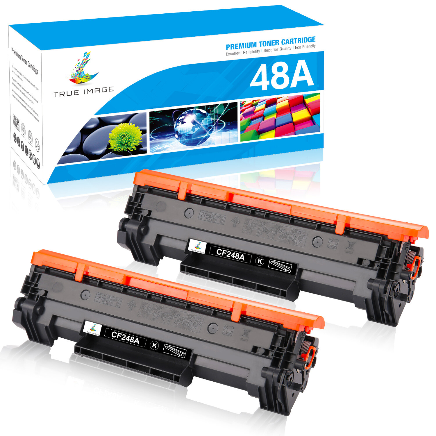 2-Pack CF248A Toner Compatible With HP 48A LaserJet Pro M15W M16W M28W M28A
