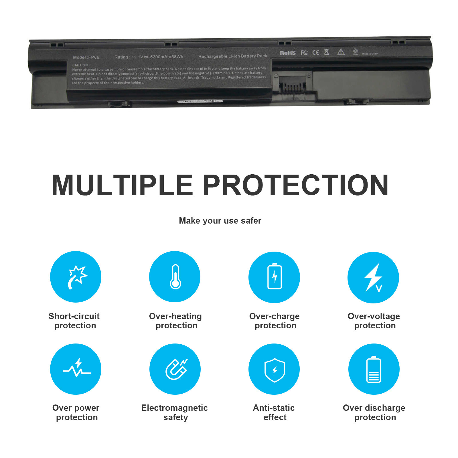 FP06 FP09 Battery for HP ProBook 440 445 450 470 G0 455 G1 708457-001 5200mAh