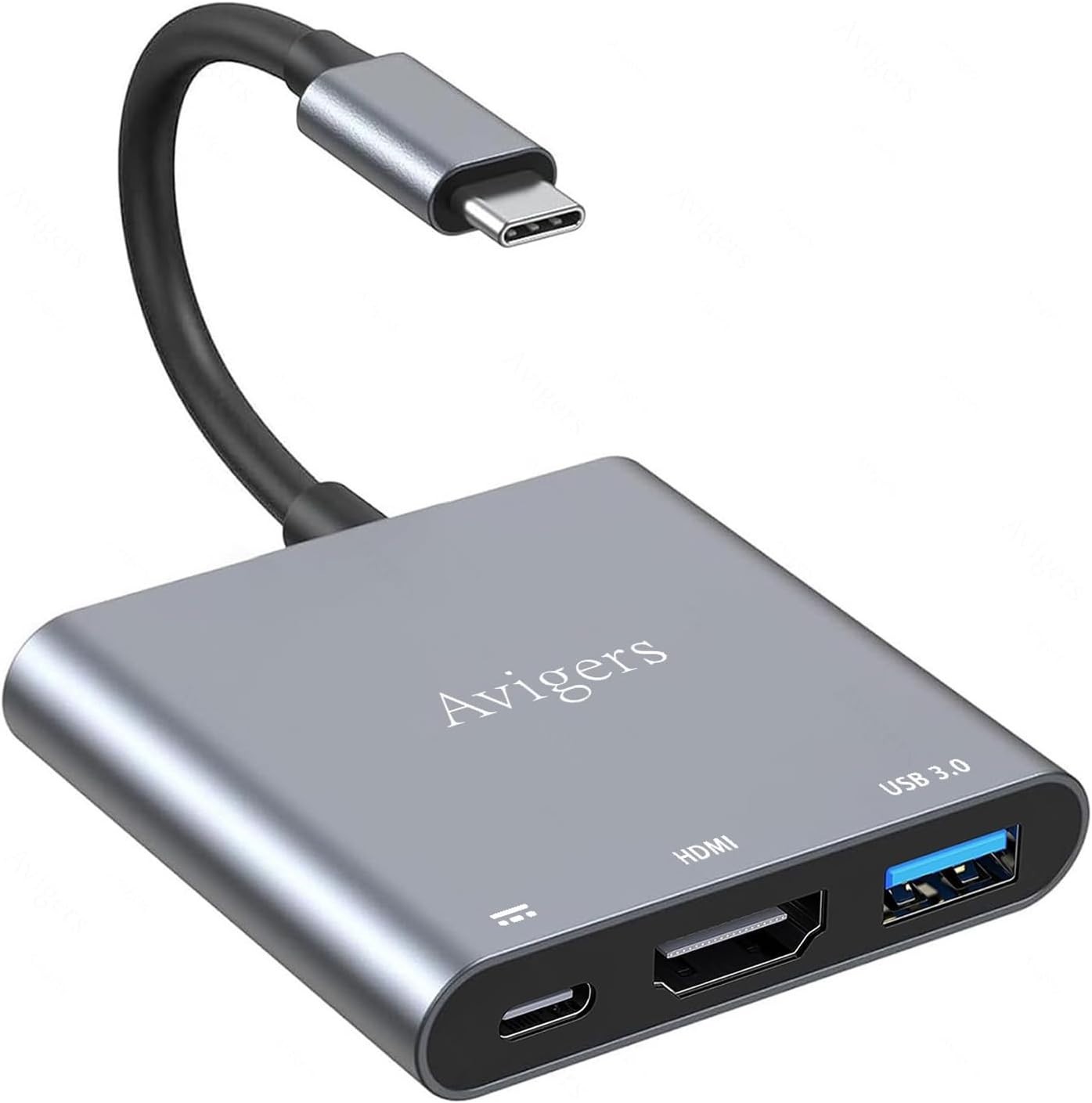 Avigers USB C To HDMI Adapter 4K PD100W Multiport Digital AV Converter, Gray