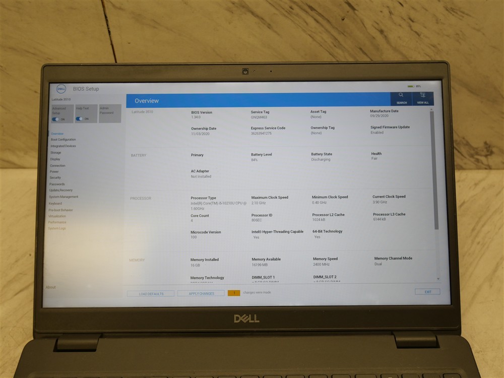 DELL LATITUDE 3510 15.6″ Laptop i5-10310U 1.7ghz 16GB RAM w/ FAIR BATTERY!