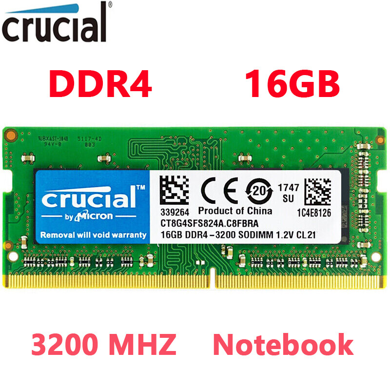Crucial DDR4 16GB 1X16GB 3200MHz PC4-25600 Laptop 260-Pin SODIMM Notebook Memory