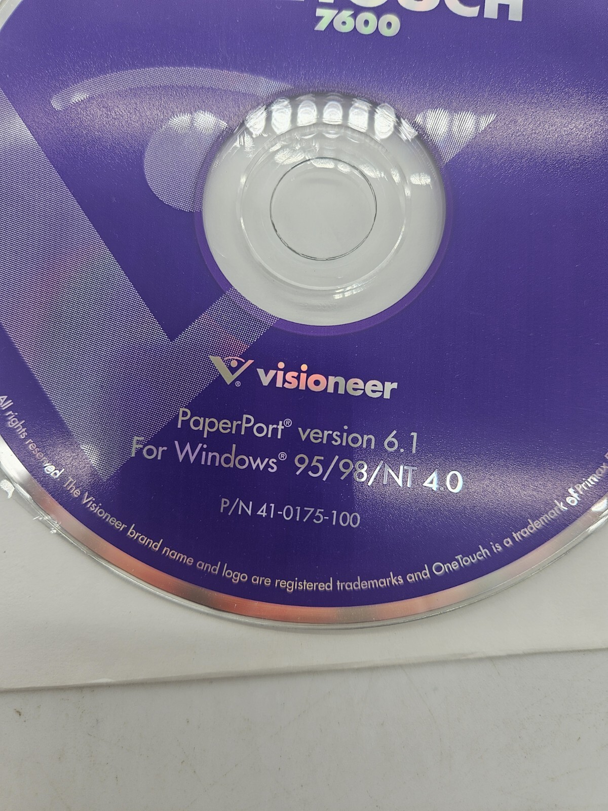 Visioneer OneTouch 7600 Scanner PaperPort 6.1 Software CD Windows 95 98 NT 4.0