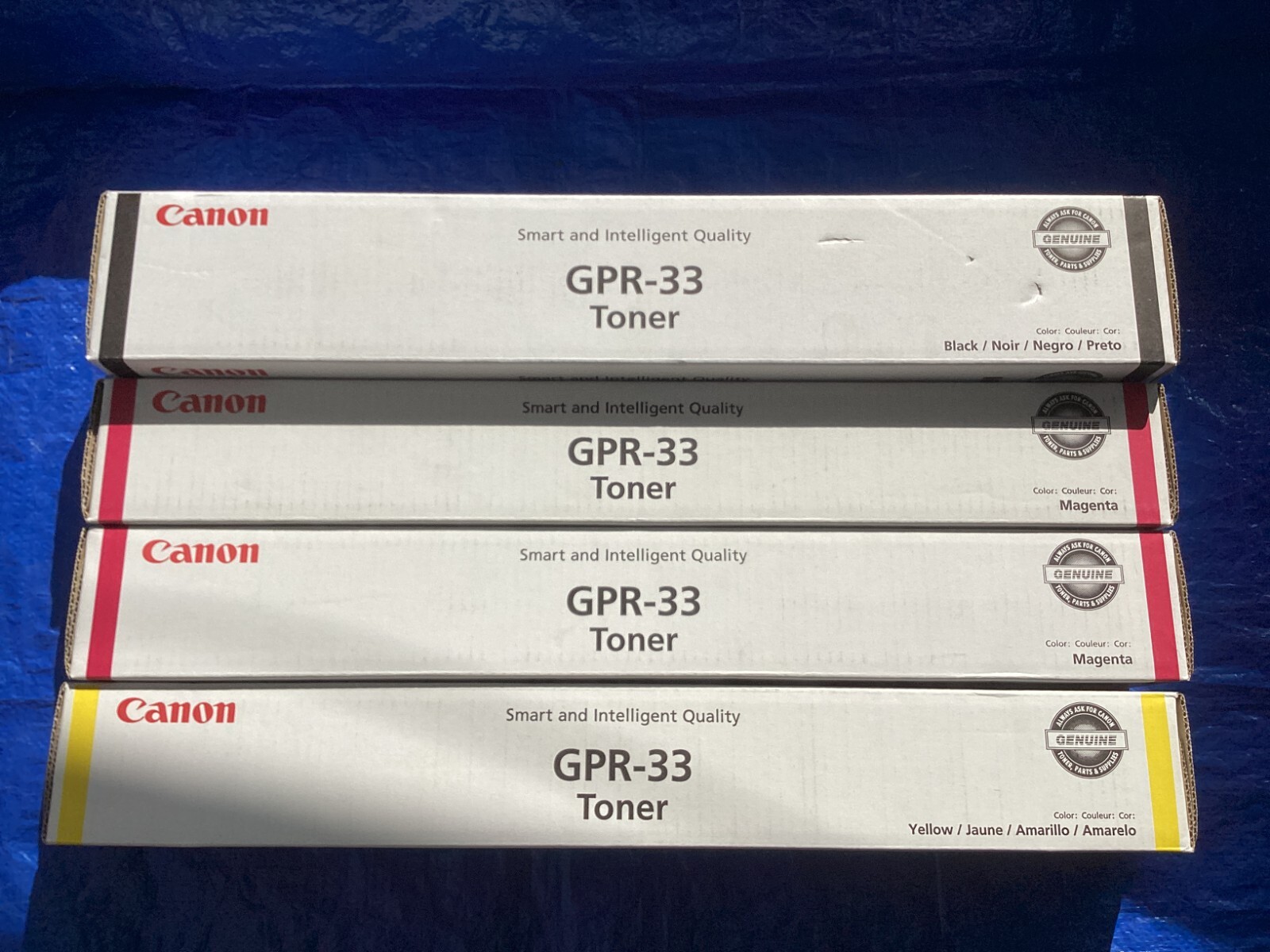 NEW! Lot of 4, Genuine Canon GPR-33K/M(x2)/Yellow Toner Cartridge