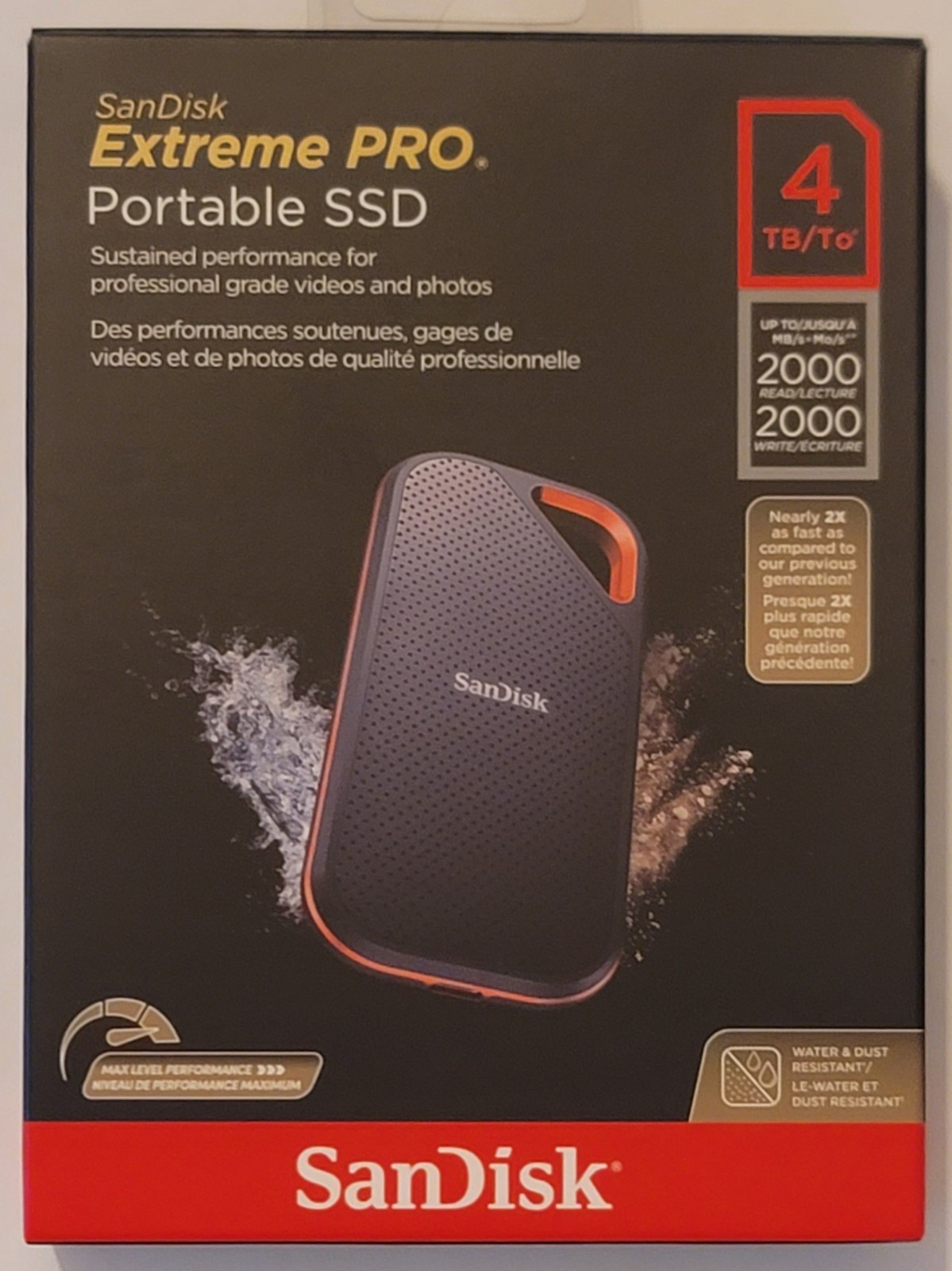 SanDisk Extreme PRO V2 4TB USB-C Portable External SSD (SDSSDE81-4T00-G25) USED