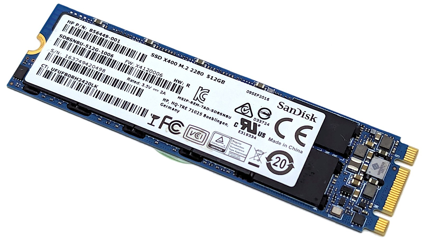 SanDisk X400 512GB M.2 SATA SSD (NOT NVMe) 2280 SD8SN8U-512G HP 856449-001