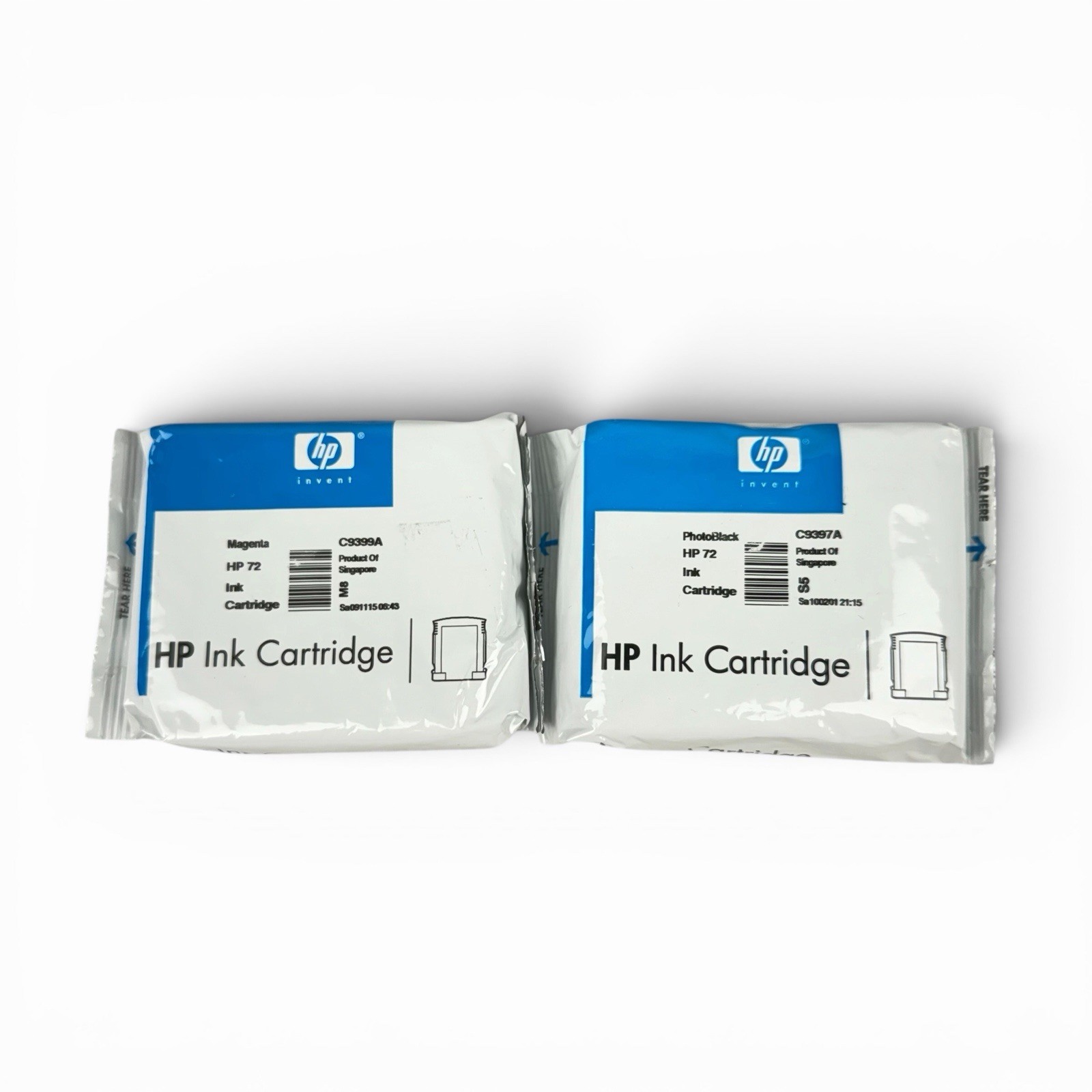 Lot of 2 Genuine HP 72 Ink Cartridges (M + Photo B) OEM – Open Box Exp Unknown
