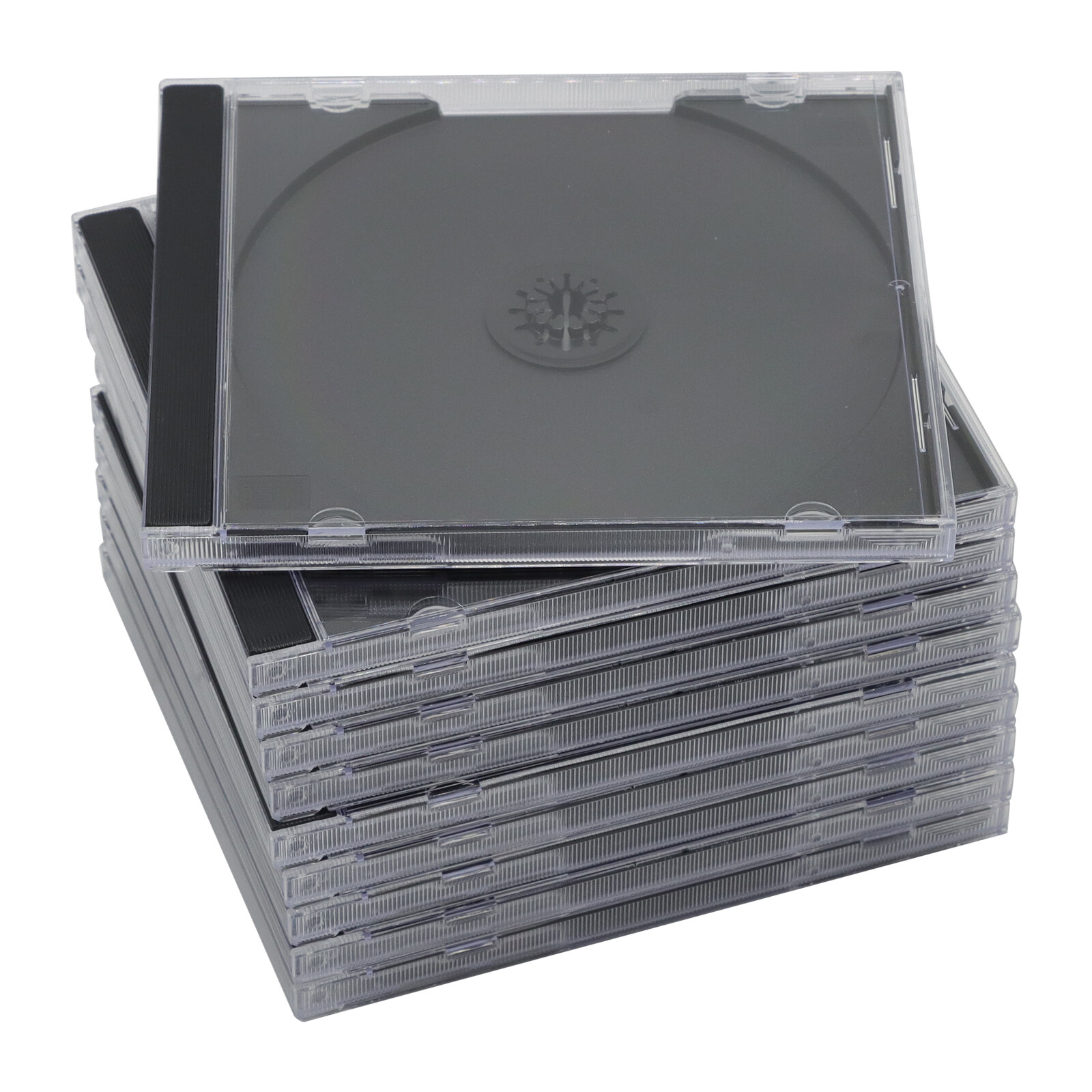 10.4 mm Standard Single Clear CD Jewel Case with Assembled Black Tray Packs