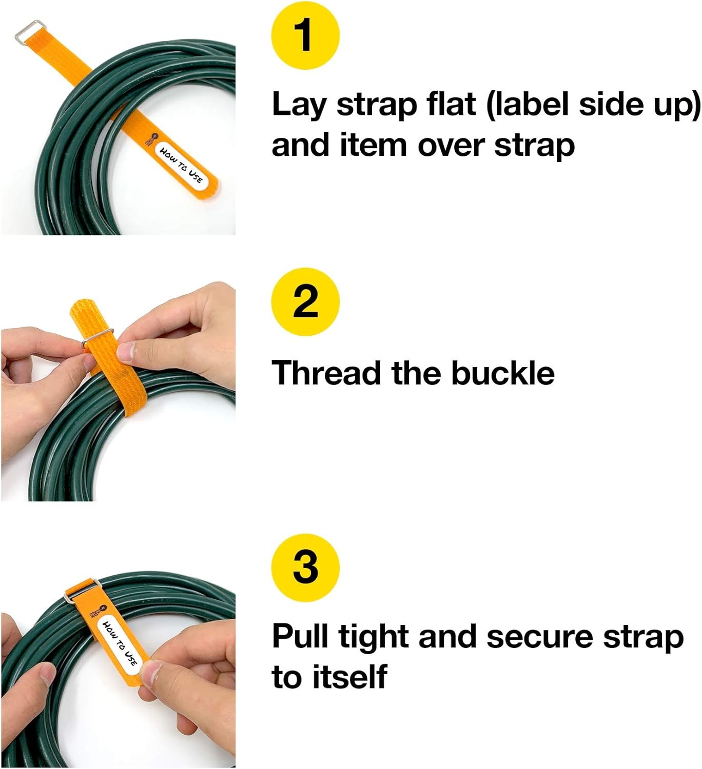 Wrap-It Storage Cinch-Straps, 5-in (20-Pack) Black – Hook and Loop Strap with Wr
