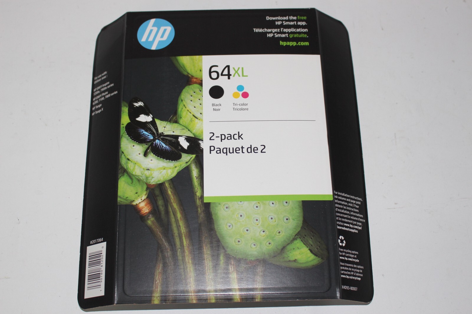 HP 64XL Black & Tricolor Combo Ink Cartridges X4D93BN Exp 01/2028+ Genuine OEM