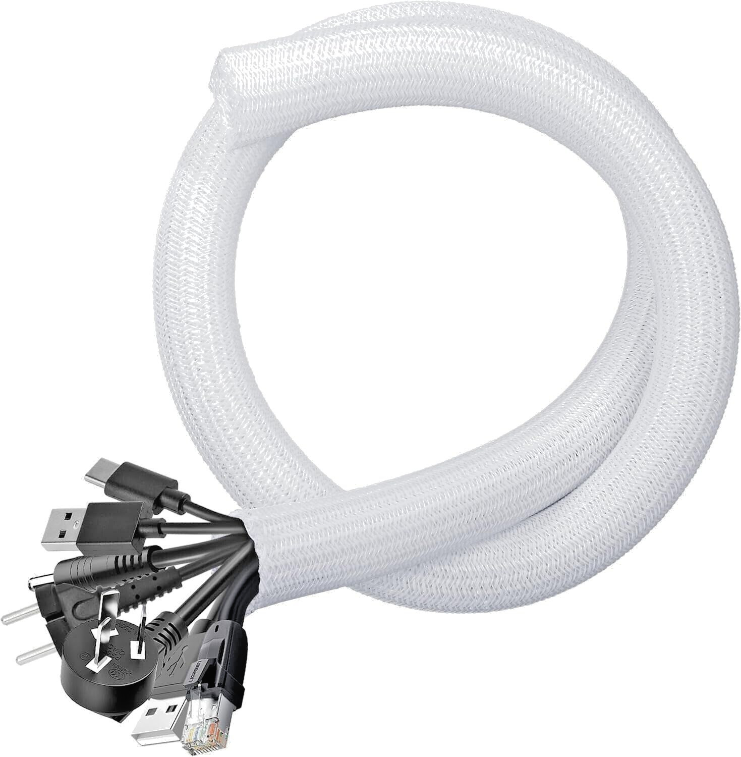 White Sleeve for Cables, Cable Management or AIO Water Cooler 400mm Length Pair