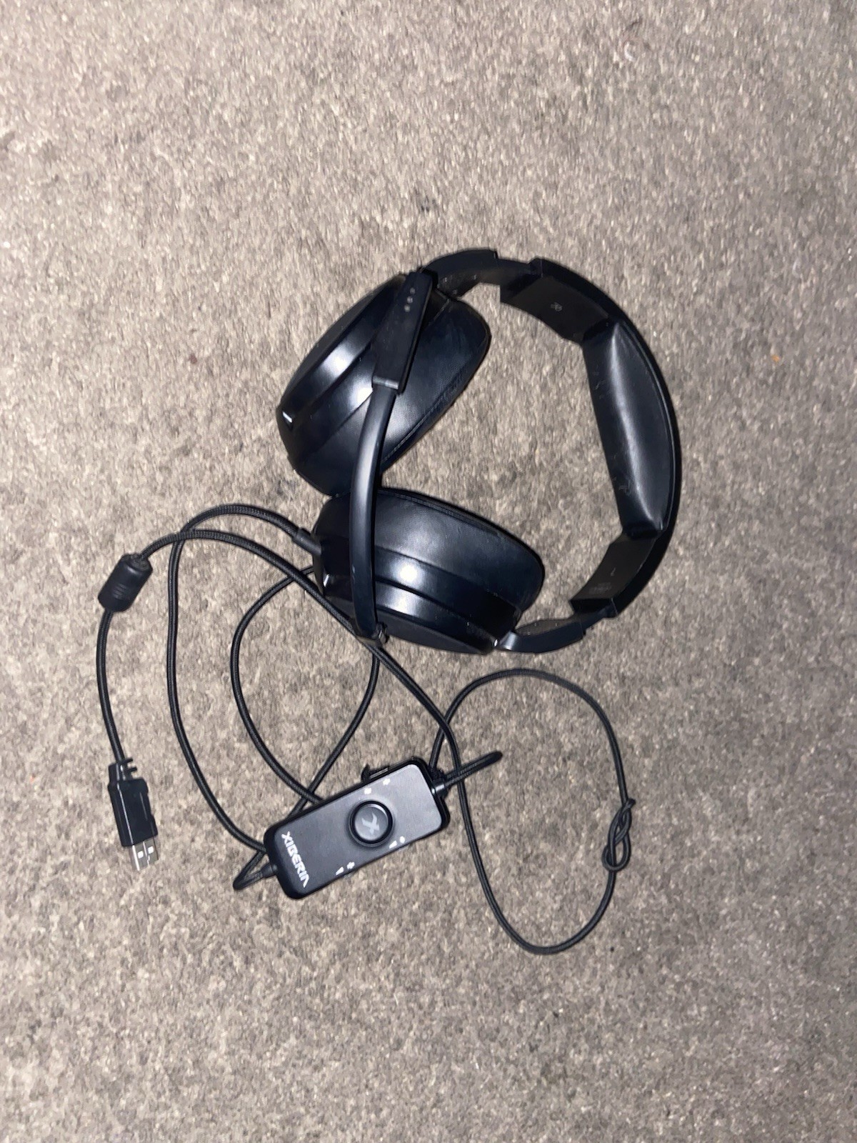 USB Over-Ear Headset Boom Mic Mute & Volume Control Adjustable Headband Black