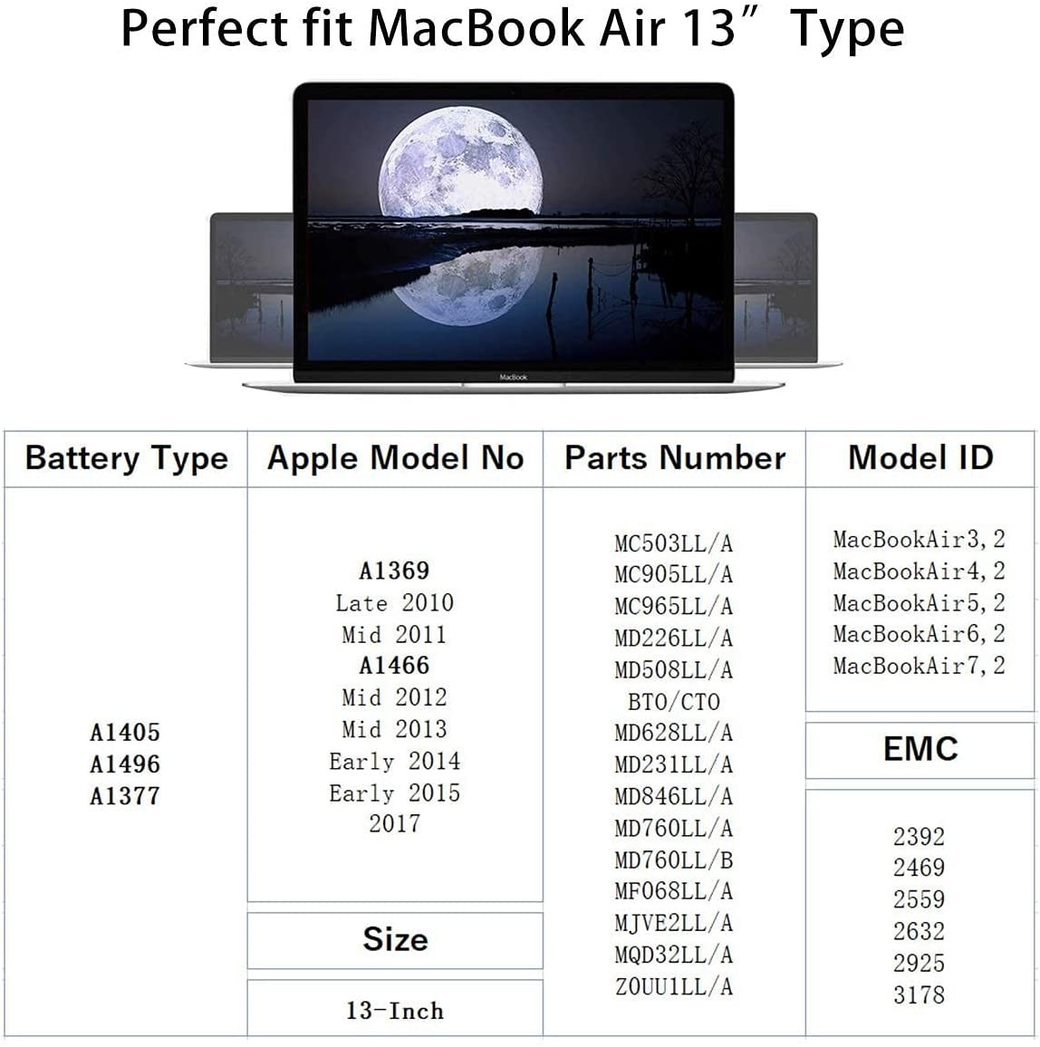 A1466 A1405 Battery for MacBook Air 13″A1369 A1496 A1377 2013 2014 2015 2017
