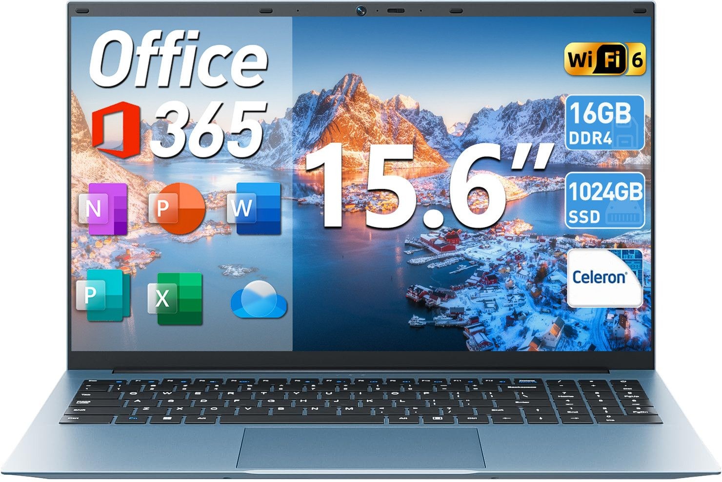 SGIN 15.6″ Laptop Intel N5100 16GB 1TB SSD Win11 Pro USB-C HDMI RJ45 Office 365