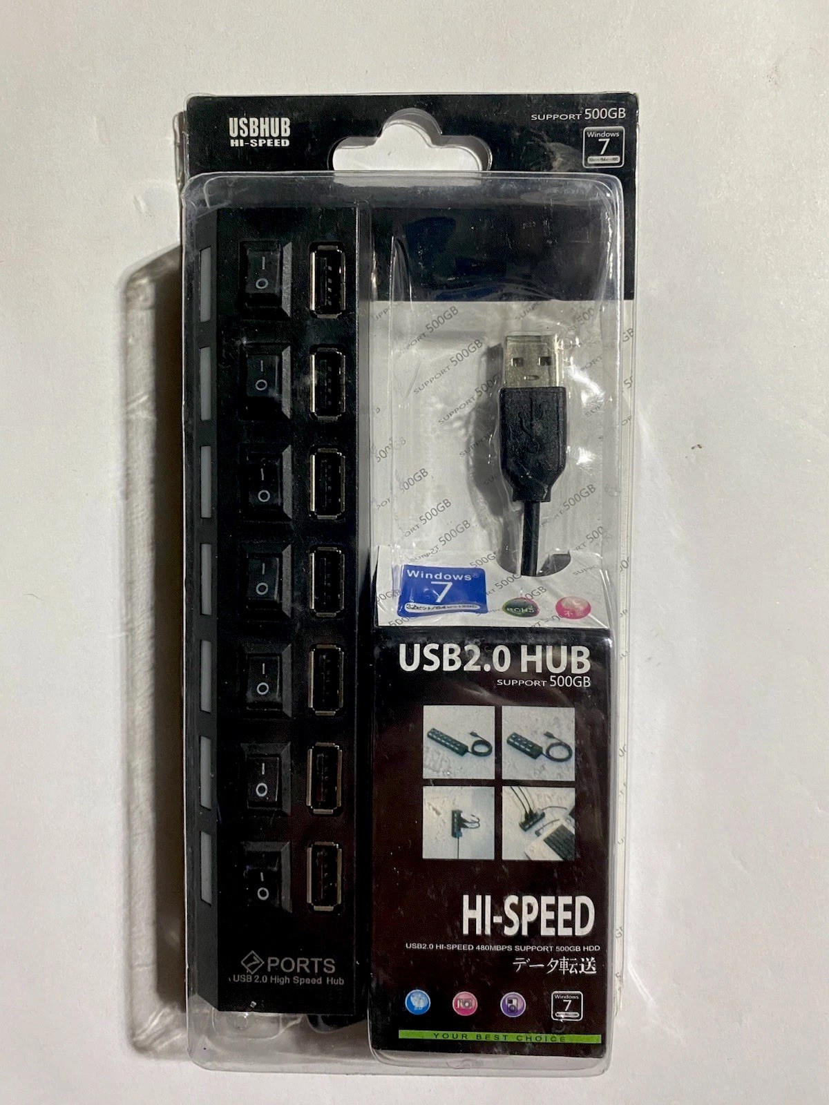 USB2.0 Hi-Speed 480MBPS 500GB HDD 7 Port USB Hub