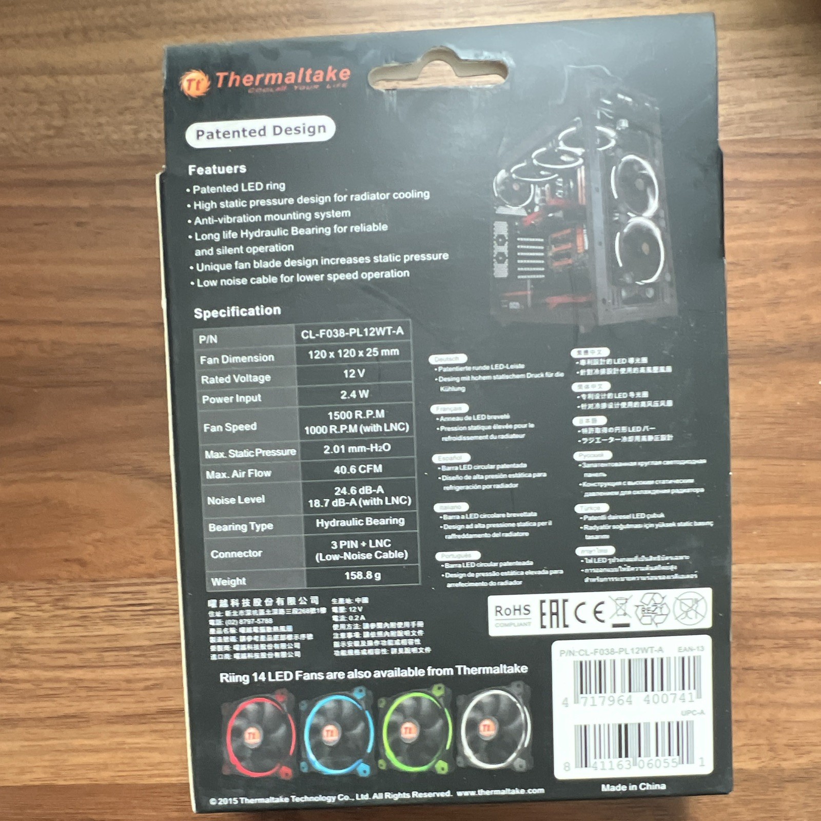 Thermaltake Riing 12 120mm White LED Case Fan 3-Pin 1500RPM CL-F038-PL12WT-A