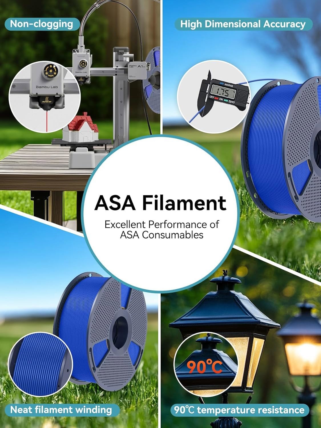 SUNLU 10x1KG ASA ABS PLA PLA+ PETG TPU PETG-CF 10KG 3D Printer Filament 1.75mm