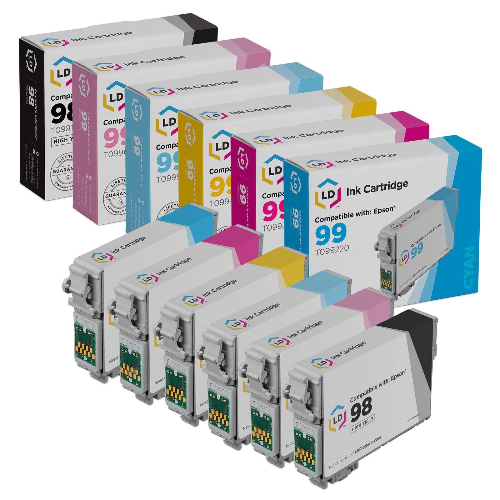 LD 6 Set Replacement Ink for Epson 98/99 T0981 T0992 T0993 T0994 T0995 T0996