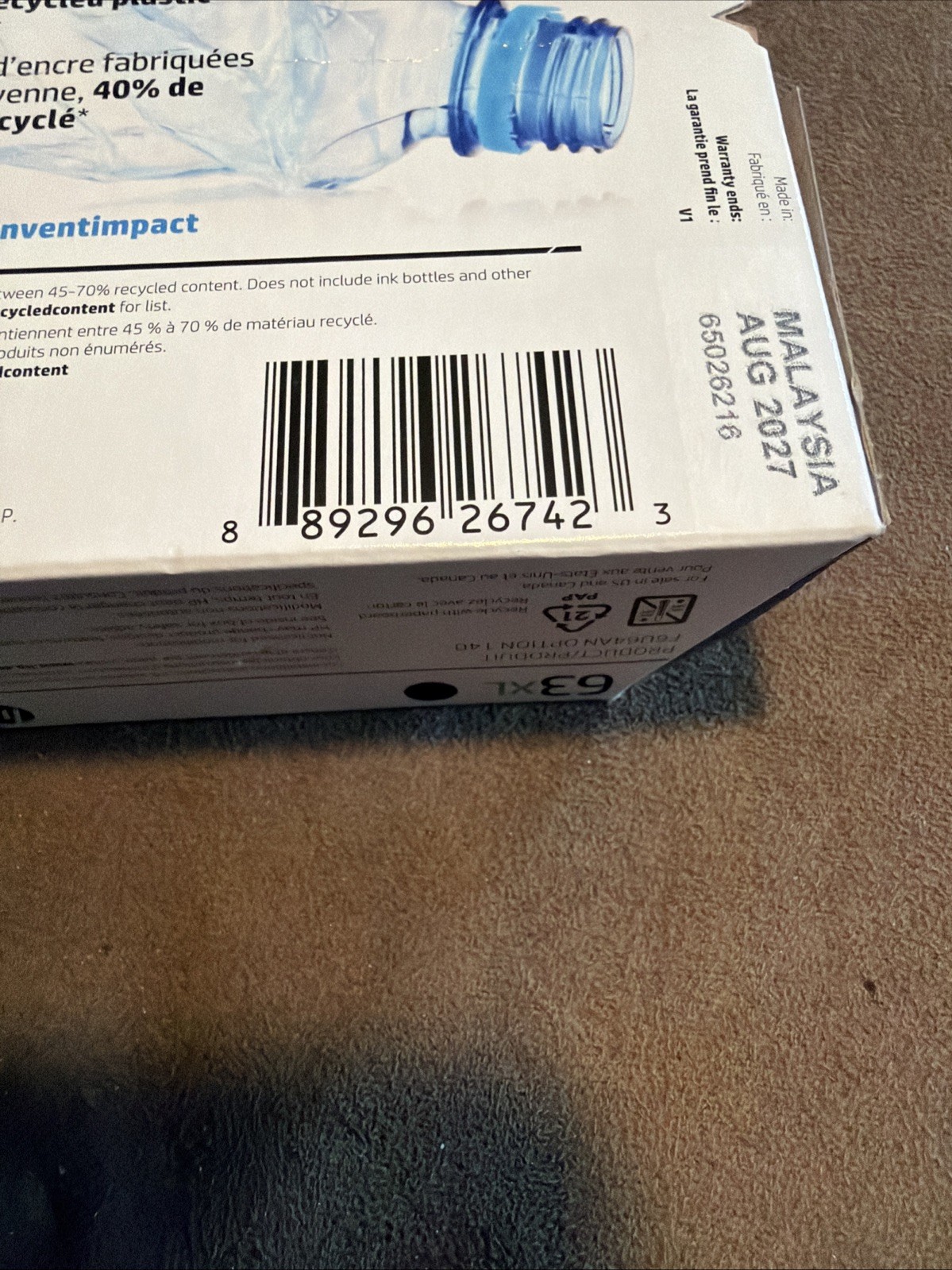 New HP 63 XL Black Ink Cartridge High Yield Genuine OEM Original Sealed Aug2027