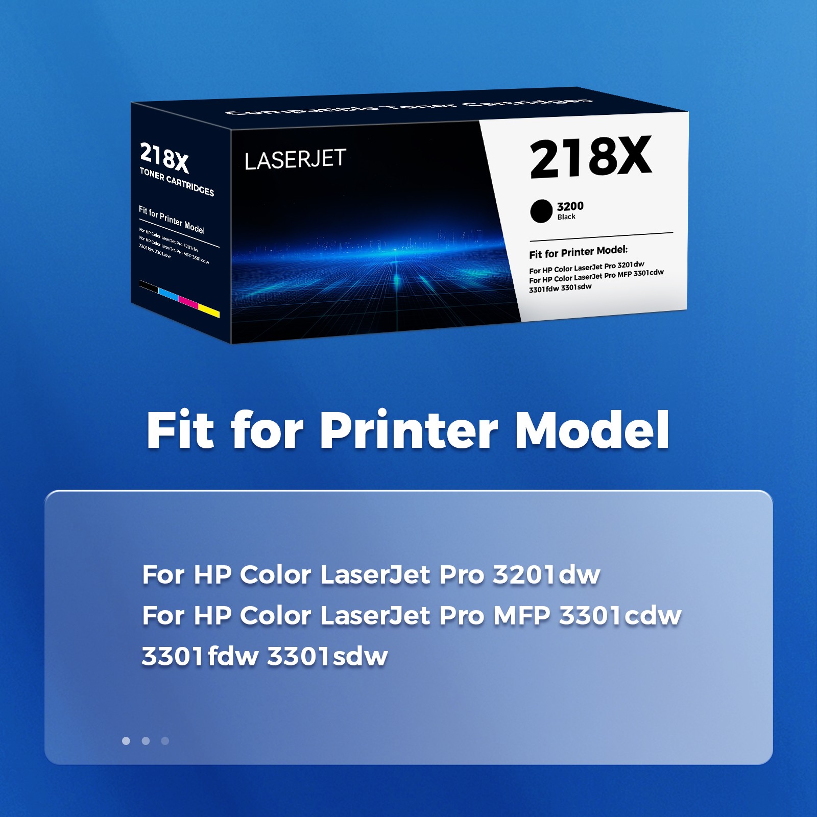 4PK Fit For HP 218X High-Yield Toner for Color Laserjet Pro 3201dw MFP 3301cdw
