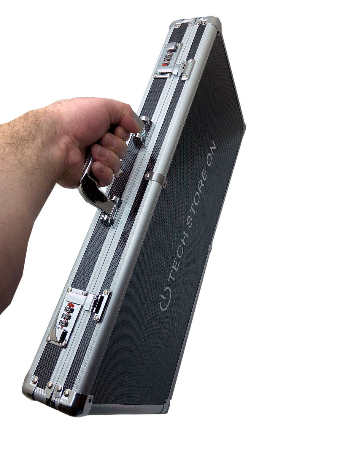 Portable USB Flash Drive Organizer Case – Aluminum Top Carry Handle – 130 slots