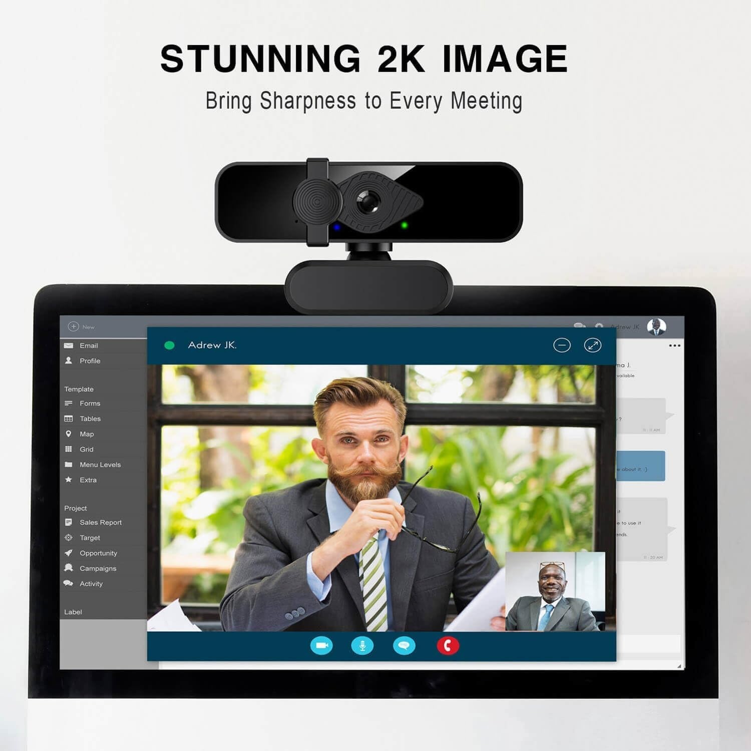 Plug-and-Play 2K Webcam, 85° View, Noise-Canceling Mic for Clear Video Calls