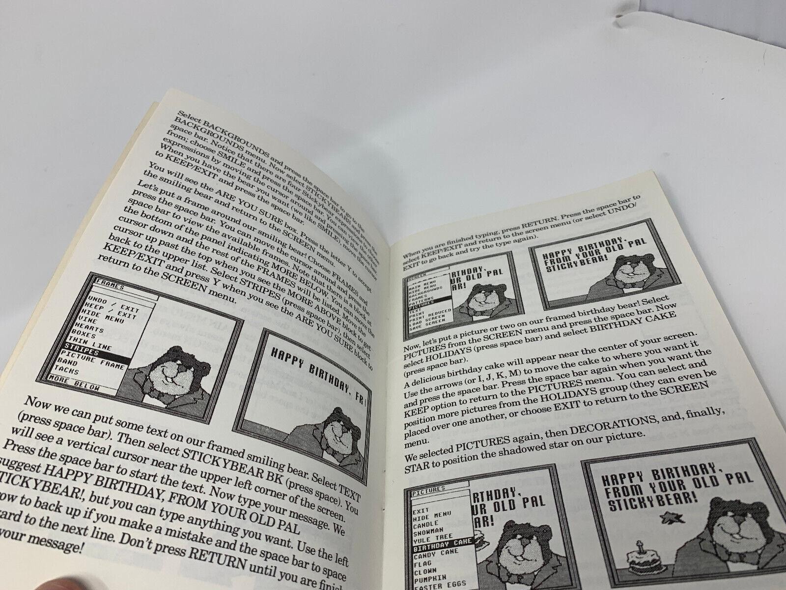 1985 Stickybear Printer User Guide Manual Book Apple II IIe IIc Vintage