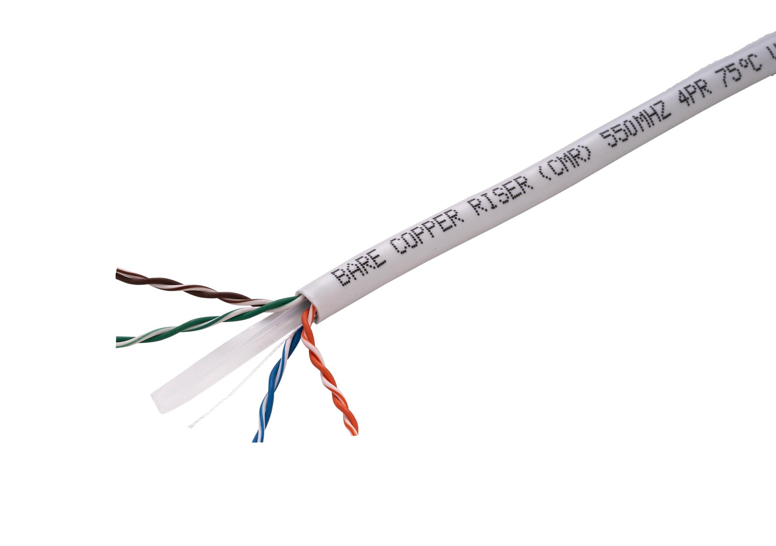 Cables Direct Online White Cat6 Cable 500ft Solid Bare 23AWG Copper Wire Riser C