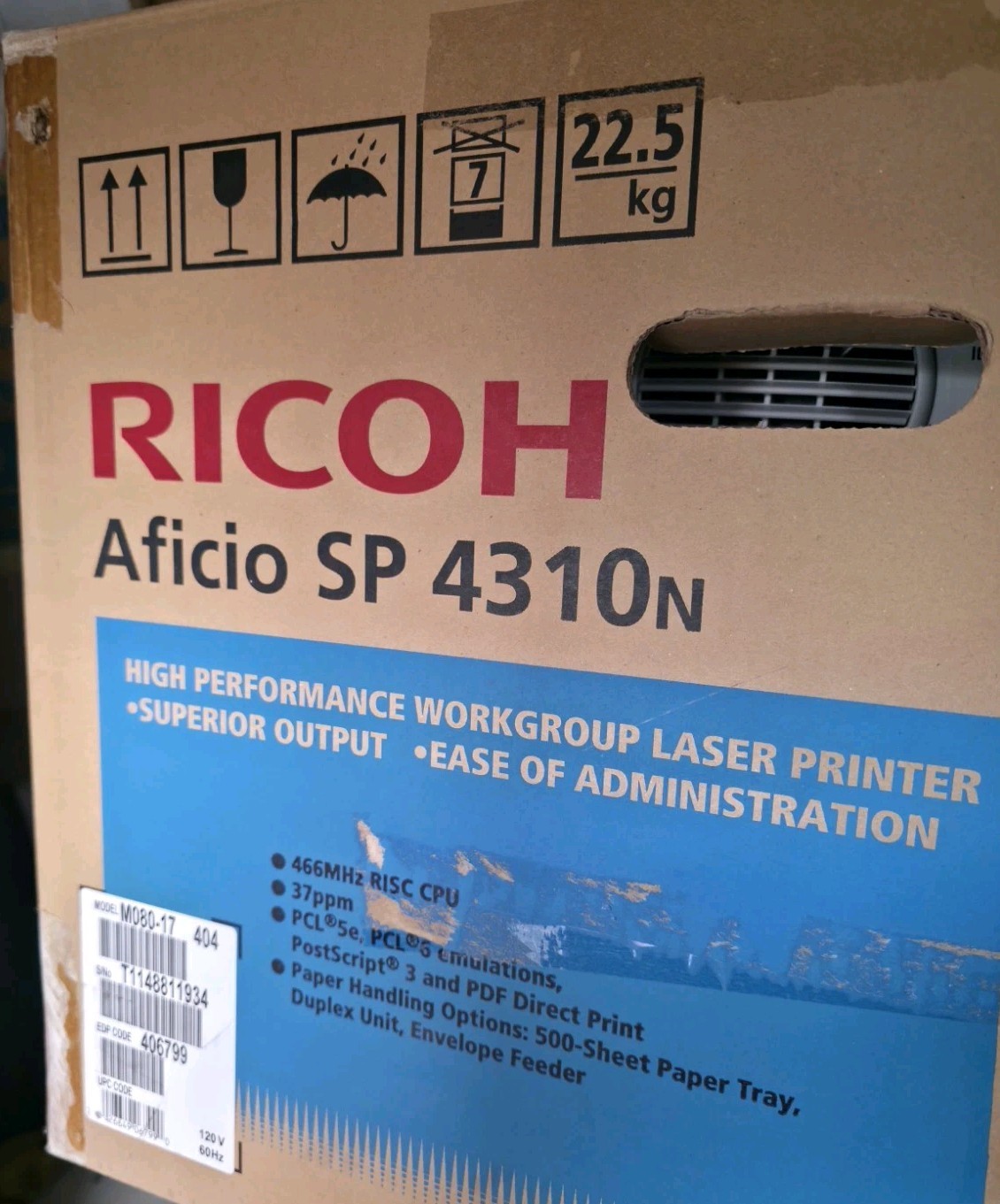 Ricoh Aficio SP4310N Laser Printer-Monochrome New Open Box