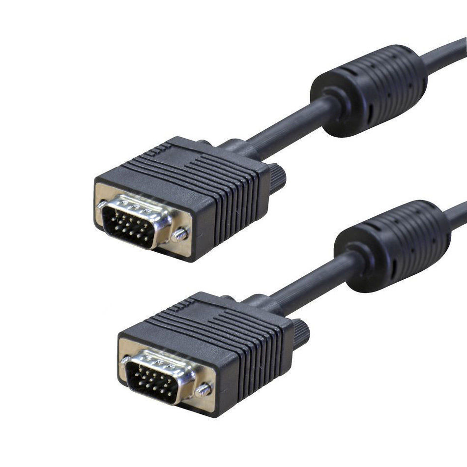 15 PIN Black SVGA SUPER VGA Monitor M/M Male To Male Cable CORD FOR PC TV Black