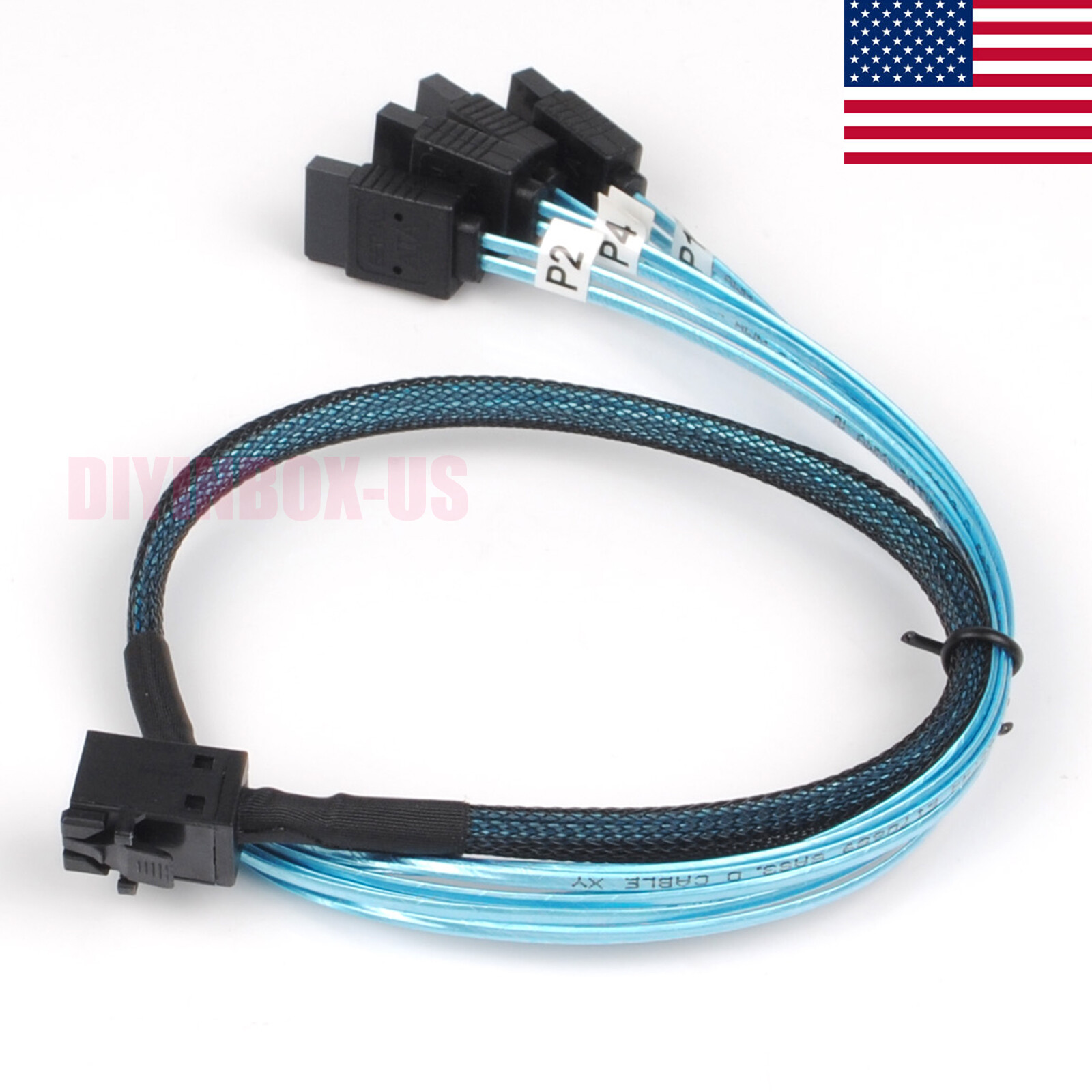 Mini SAS SFF-8643 to 4 SATA 7pin hard disk 6Gbps data Raid Cable Convertor 50CM