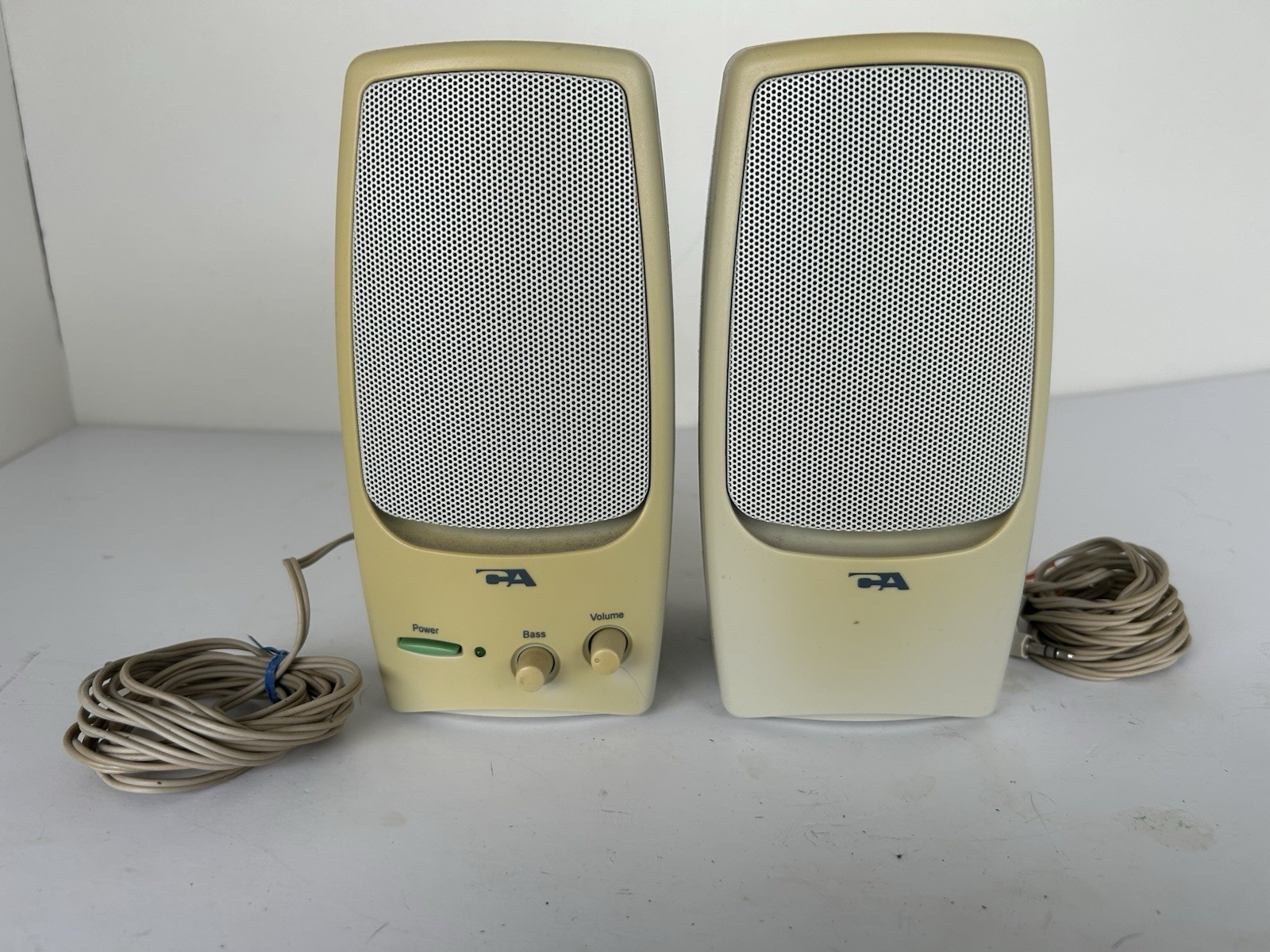 Vintage Cyber Acoustics CA Powered Desktop PC Gaming Speakers Beige Retro Tested