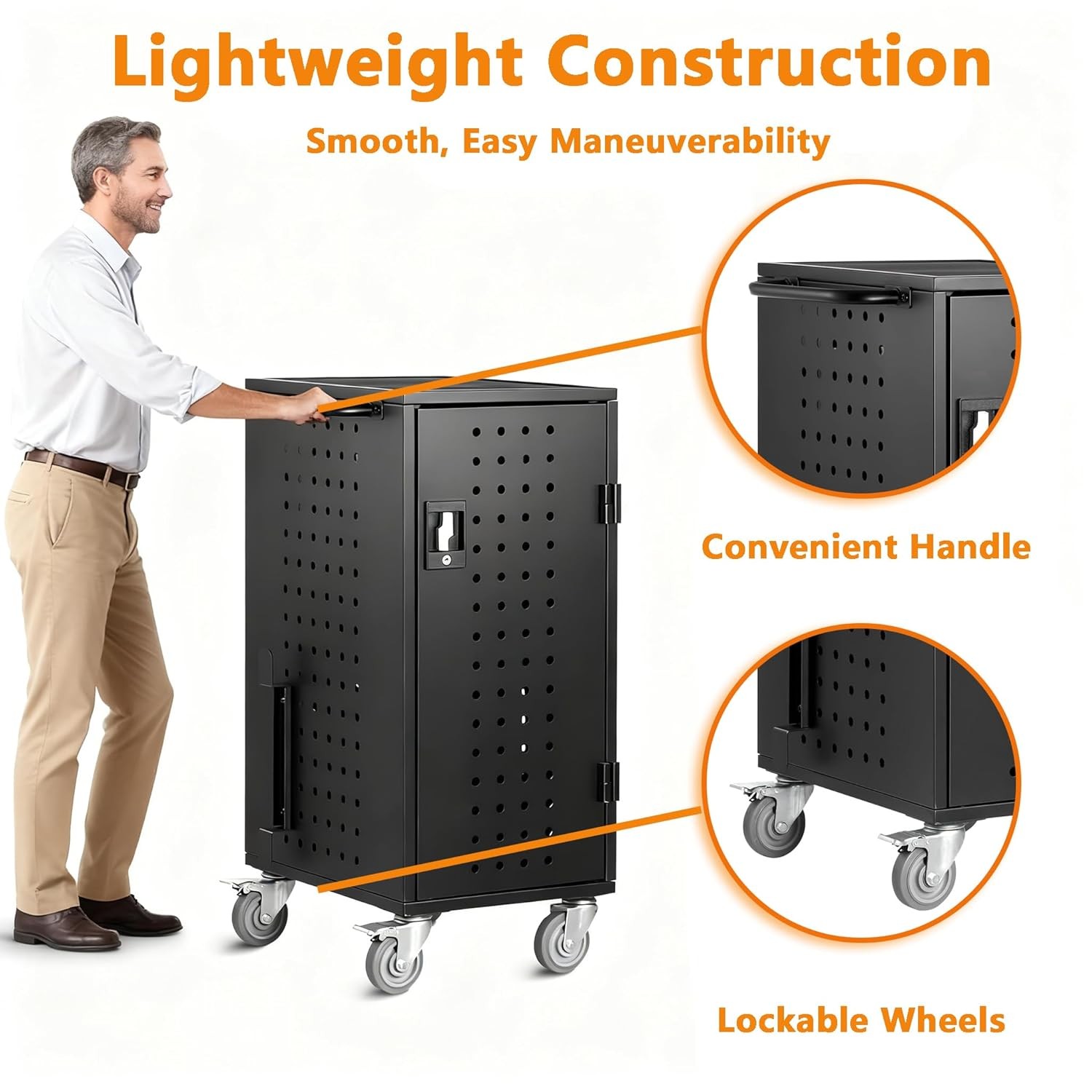 Mobile Laptop Charging Cart with Lock & Key-Cart Up To 15.6″ Device,16/20/32 Pcs