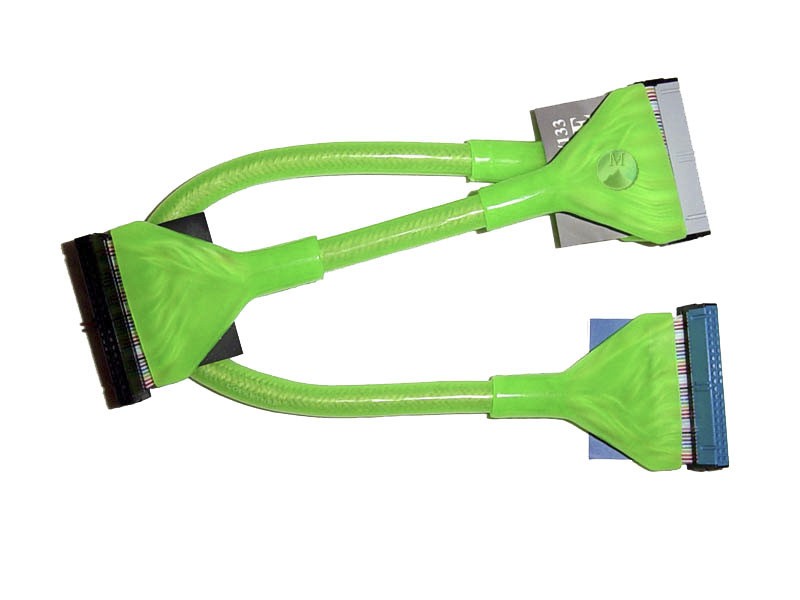 18″ UV Green IDE ATA 100/133 Round Dual Device Hard Drive CD-ROM Cable