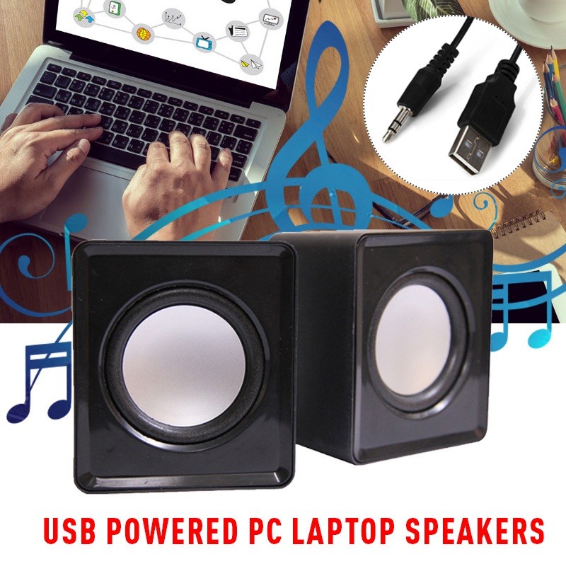3.5mm Mini USB Wired Computer Speakers Stereo Bass For PC Laptop Desktop Black