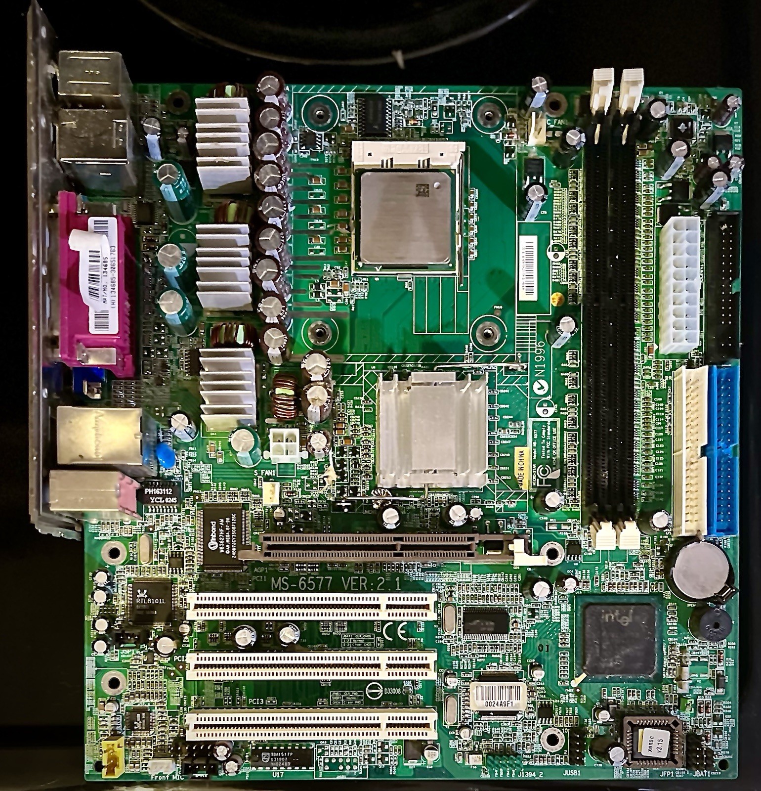 MS-6577 Vintage Motherboard Socket 478 + Intel P4 2.56Mhz + 2GB Ram HP 5187 3470