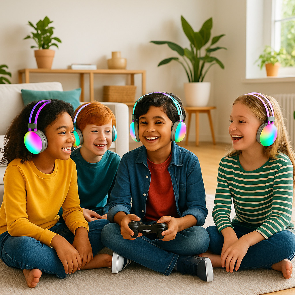 RGB Wireless Headphones LED Lights – Bluetooth Stereo- Gaming & Music