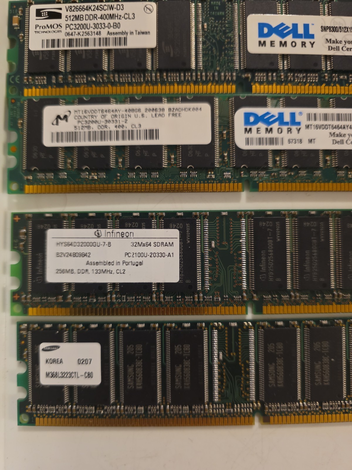 Lot of 6 DDR1 Desktop RAM Mixed 256MB & 512MB PC2100 PC2700 PC3200 Dell
