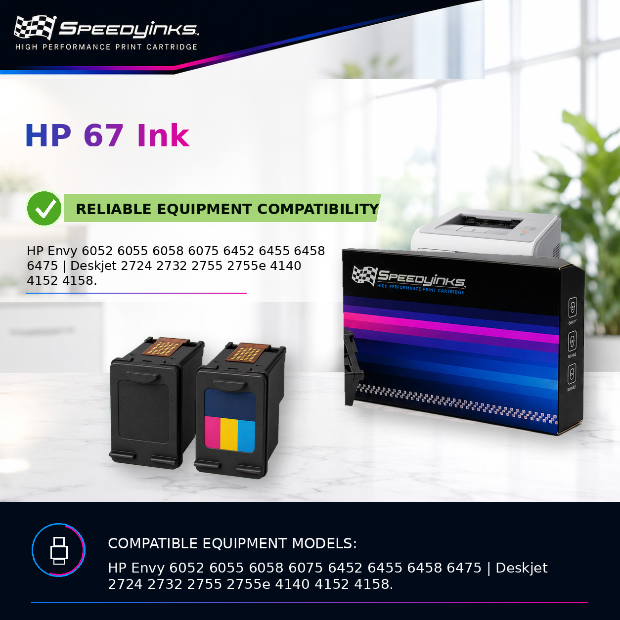 Speedy Replacement for HP 67XL HY Ink Cartridges 3YM57AN Black 3YM58AN Color 2PK