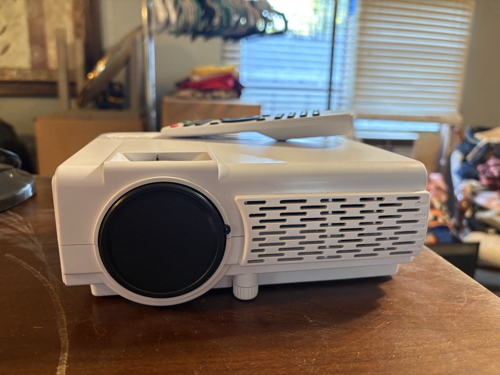 Desktop Video Projector with Remote Control – White/Black Home Office Display