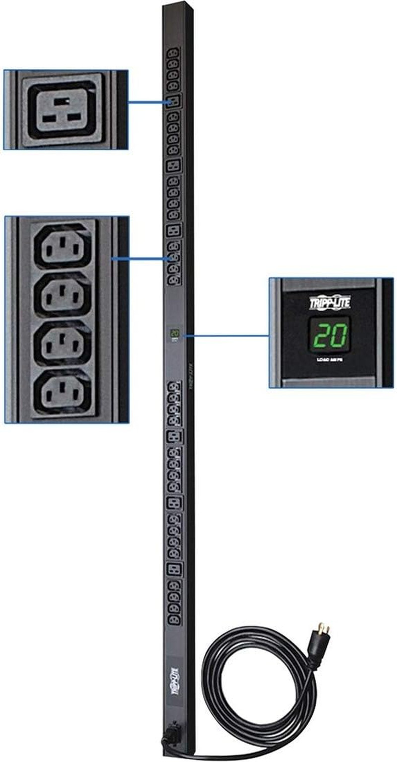 20A Metered PDU, 38 Outlets, 200-240V, Vertical Rack-Mount, 10 Ft Cord