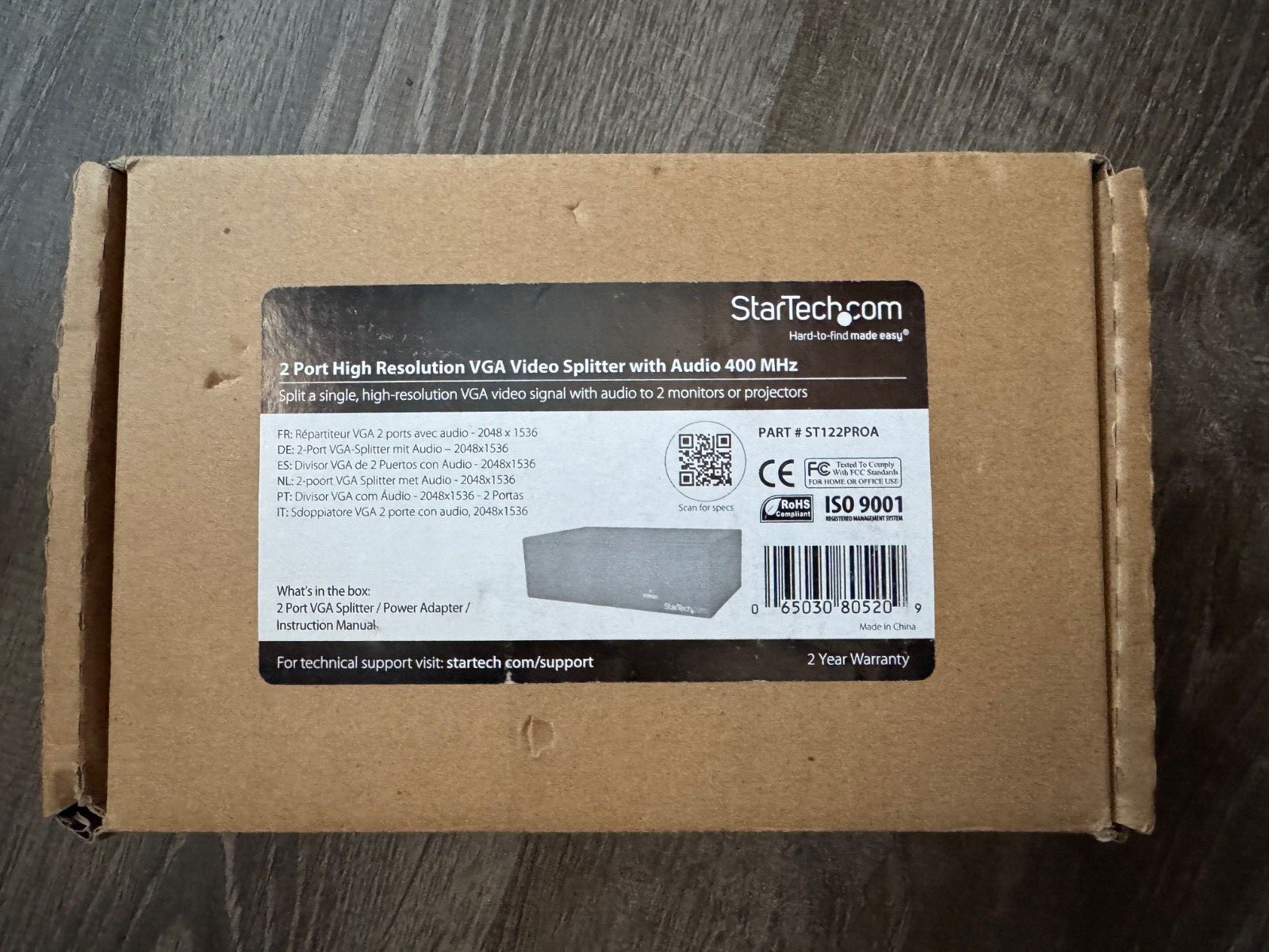 NEW! StarTech | ST122PROA | 2Port Audio VGA Video Splitter