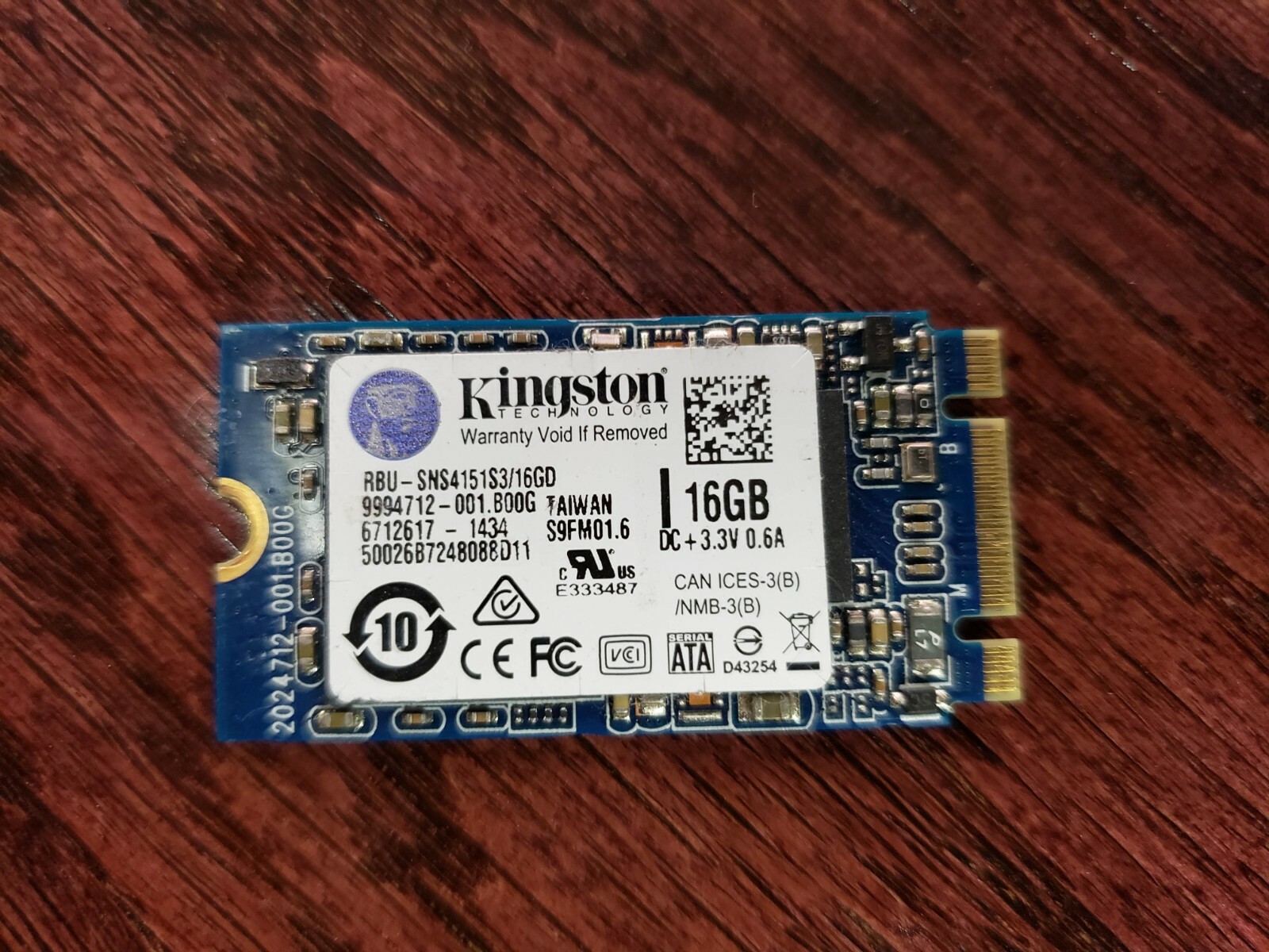 Kingston RBU-SNS4151S3/16GD 16GB M.2 SATA Solid State SSD