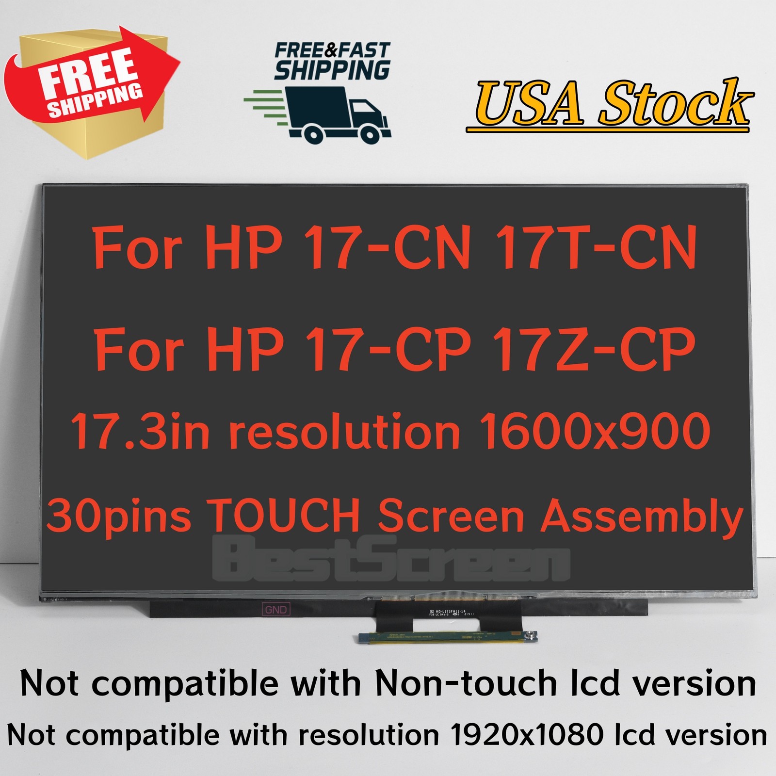 17.3″ B173RTN03.1 LCD LED Touch Screen HD 1600×900 30pin M50441-001 for HP 17-CN