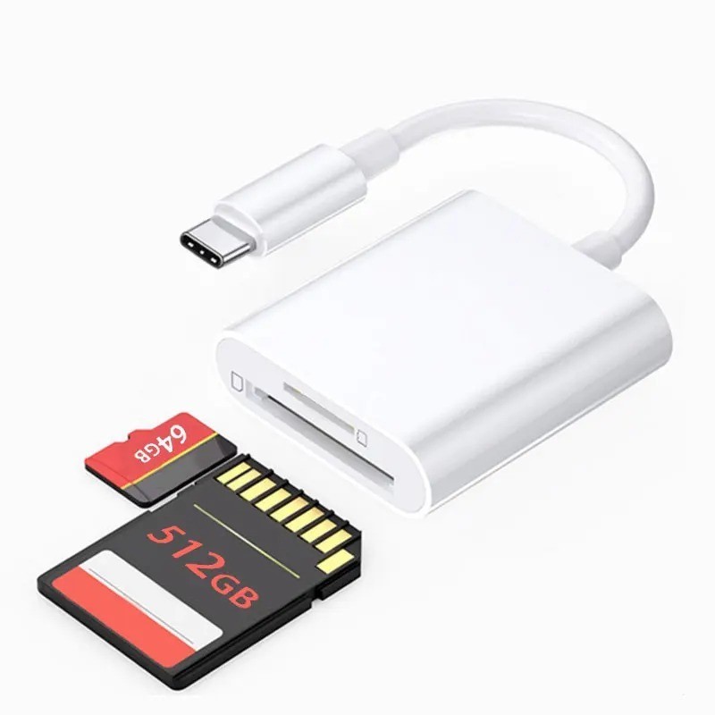 2 in 1 USB C SD TF Card Reader OTG Memory Adapter for Laptop Tablet Phone, 1pc