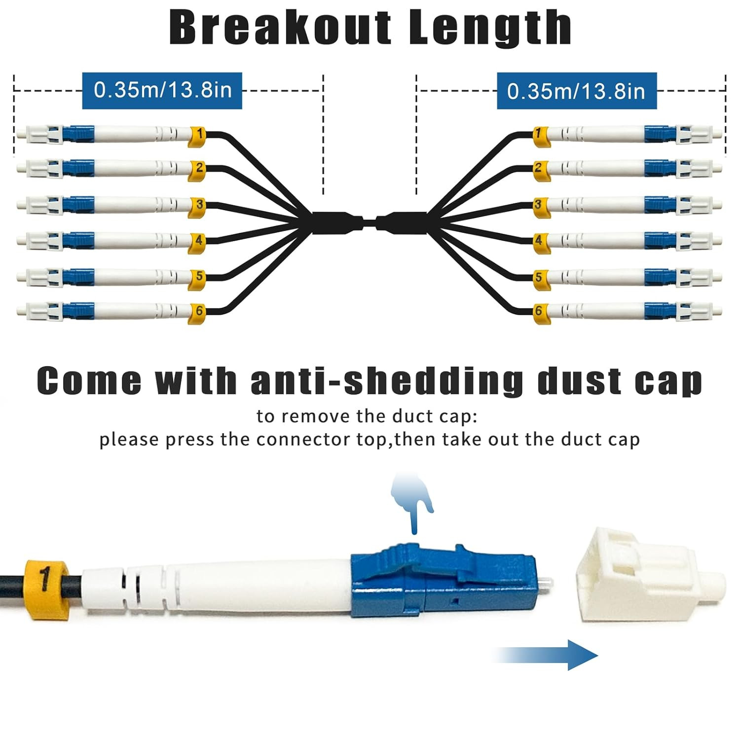 100 Meters 6 Core Industrial TPU LC to LC Outdoor Armored Fiber Optic Cable, OS2