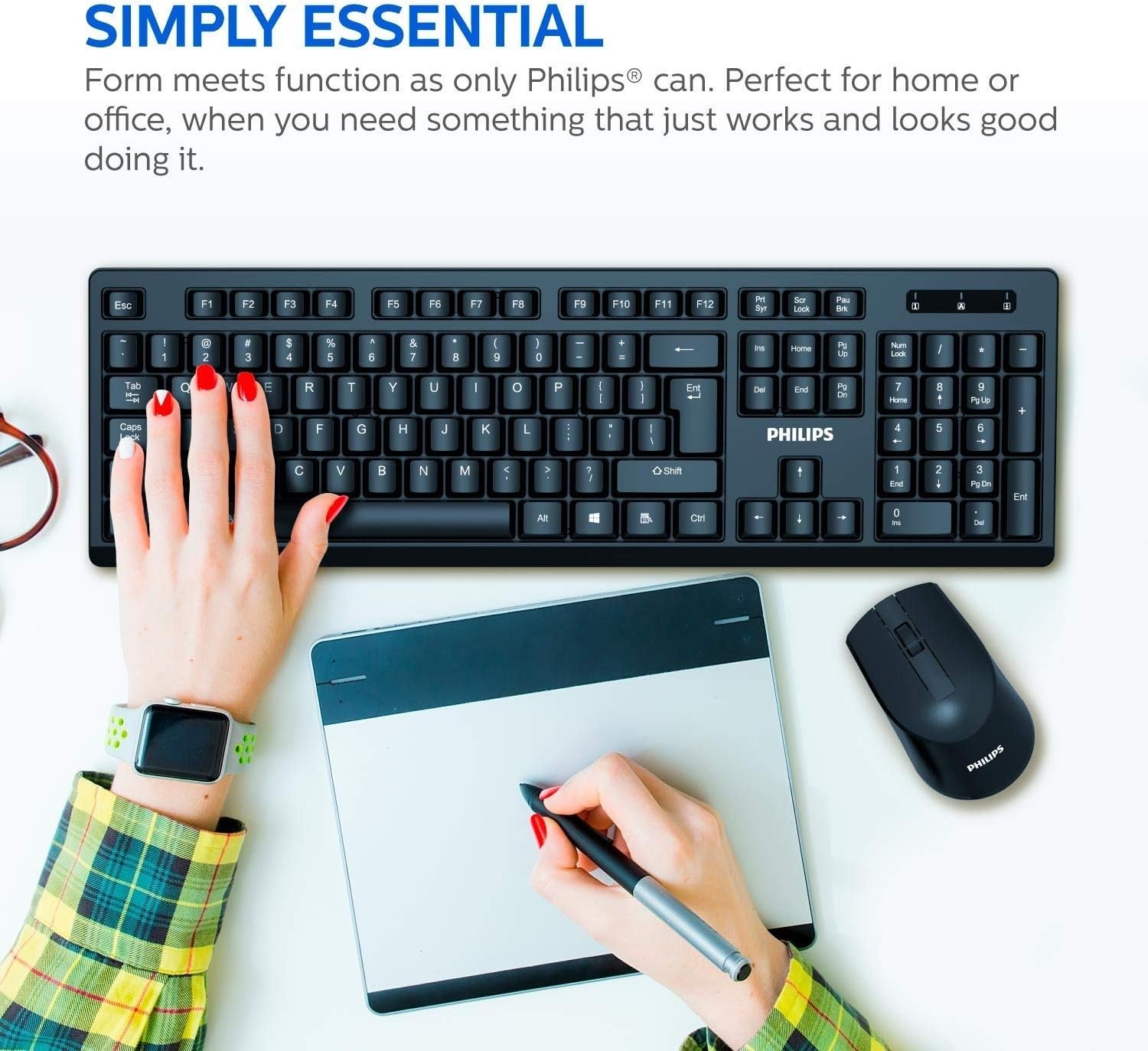 PHILIPS Wireless Keyboard and Mouse Combo | Optimized 2.4GHz Drop-Free Connectio